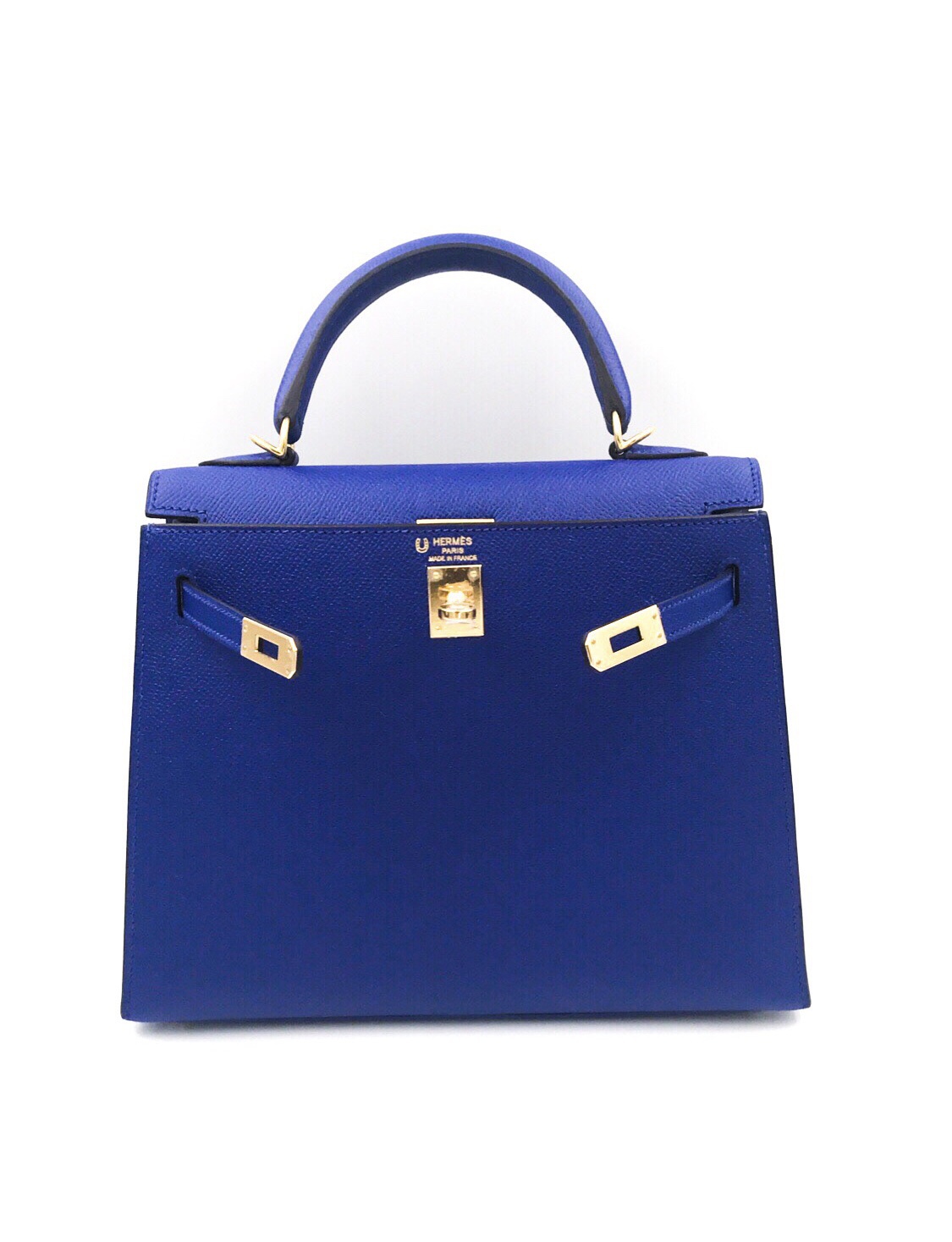 Hermes HSS Kelly 25 Sellier Bleu Electrique Epsom Gold Hardware C Vendome Monte Carlo