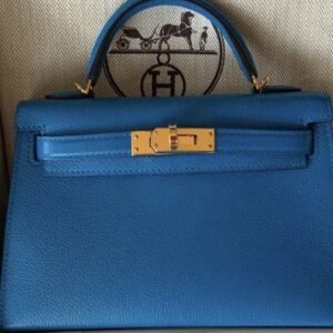 Hermes, Bags, Hermes Kelly 25 Chvre Blue Zanzibar