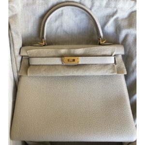 Hermes Kelly 25 Retourne Vert Amande Togo Palladium Hardware #D - Vendome  Monte Carlo