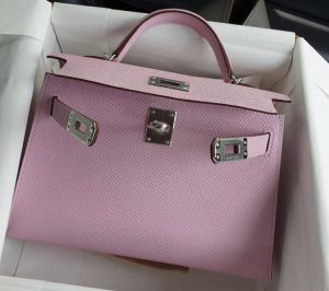 Hermes Kelly 20 Mini Sellier Mauve Sylvestre Epsom Permabrass