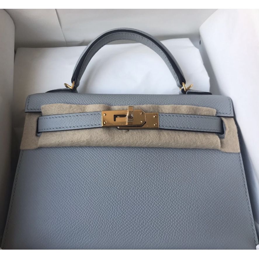 Hermes Kelly 20 Mini Sellier Bleu 