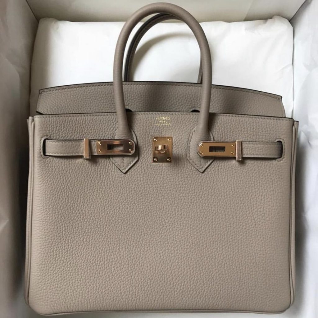 Hermes Birkin 25 Gris Tourterelle Togo Rose Gold Hardware #X - Vendome ...