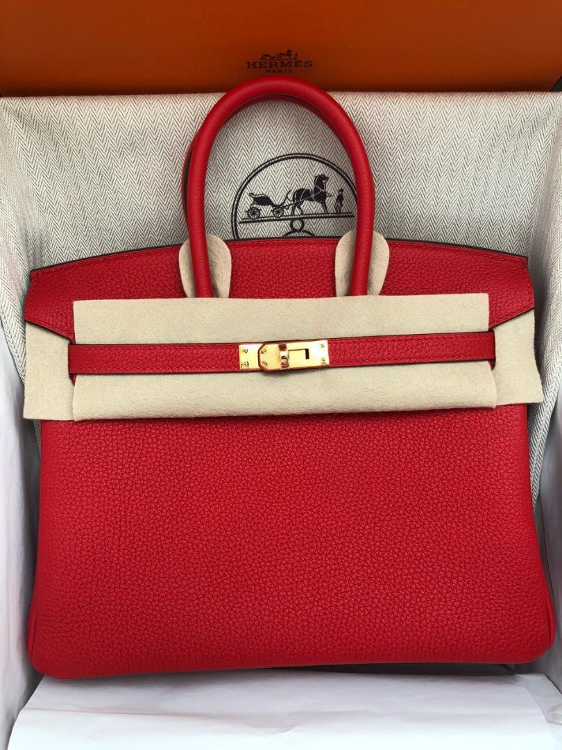 Hermes Birkin 25 Rouge Vif Togo Gold Hardware #C - Vendome Monte Carlo