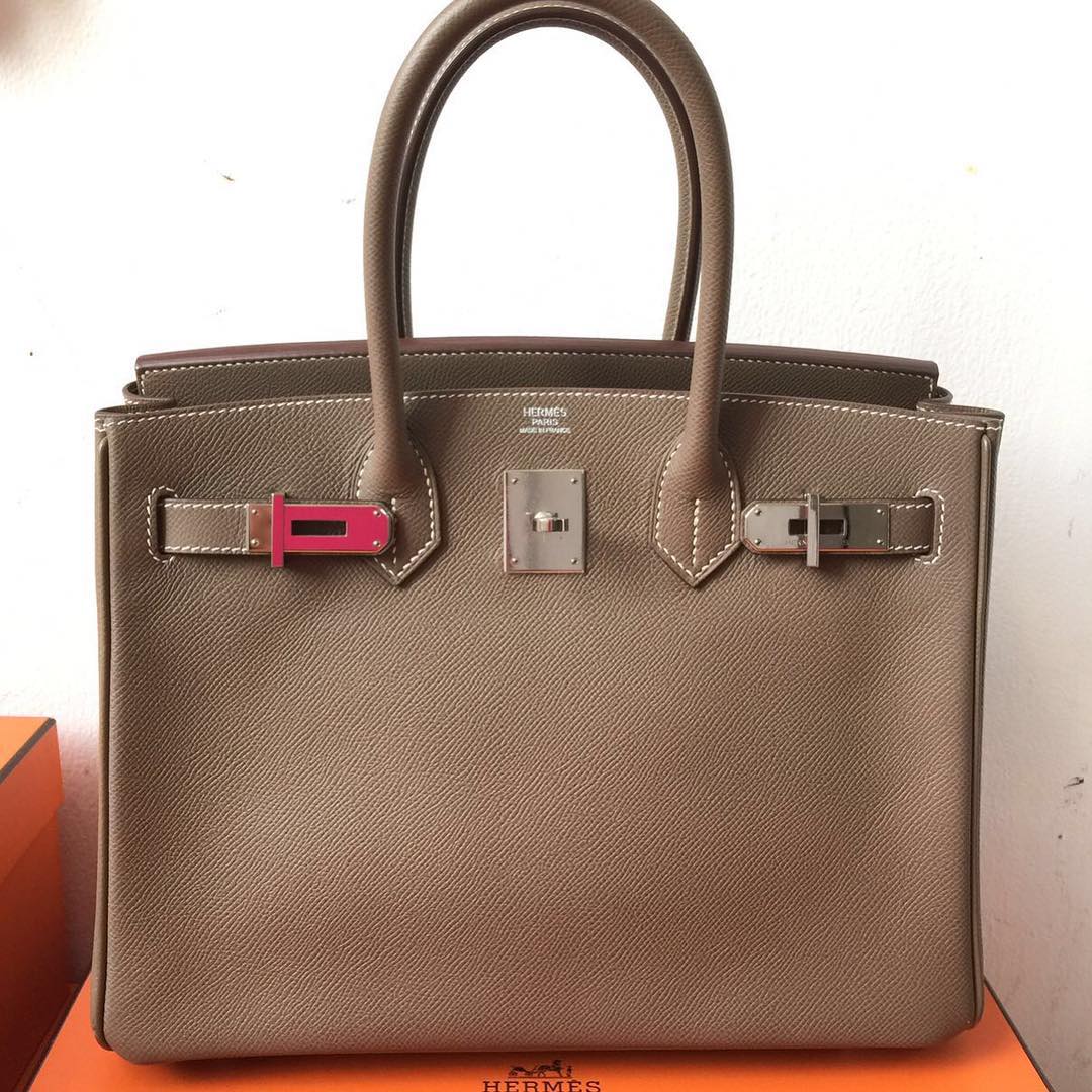 Hermes Birkin 30 Etoupe Epsom Palladium Hardware #R