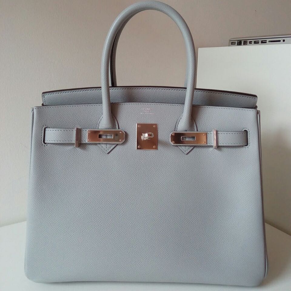 Hermes Birkin 25 Bag in 8u Blue Glacier Epsom Calfskin SHW