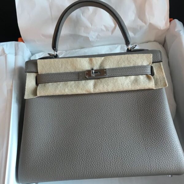 Hermes Kelly 25 Retourne Gris Asphalte Togo Palladium Hardware #C ...