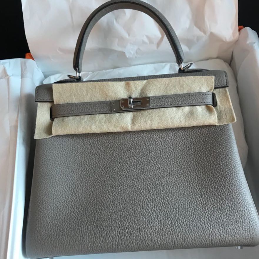 Hermes Kelly 25 Retourne Rose Sakura Swift Palladium Hardware