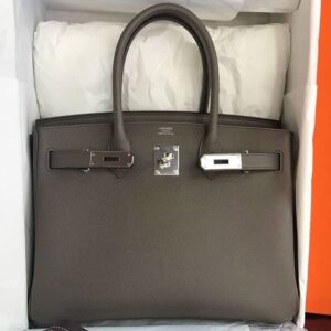 Hermes Kelly 25 Sellier Etain Epsom Palladium Hardware #D