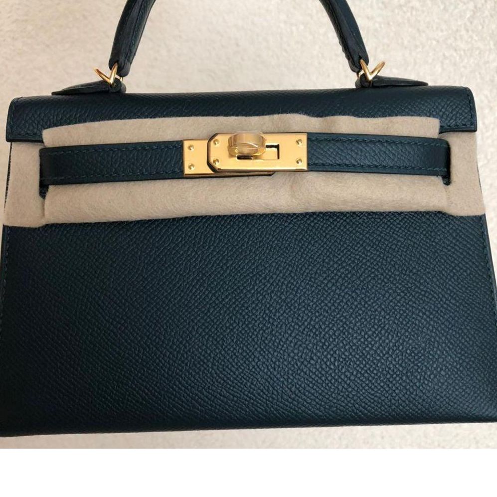 Hermes Kelly 20 Mini Sellier Vert Cypres Epsom Gold Hardware #D