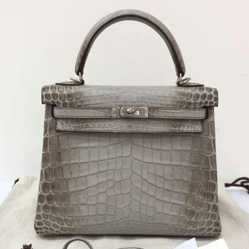 Hermes Kelly 25 Retourne Himalaya Gris Cendre Niloticus Mat Matte #T -  Vendome Monte Carlo