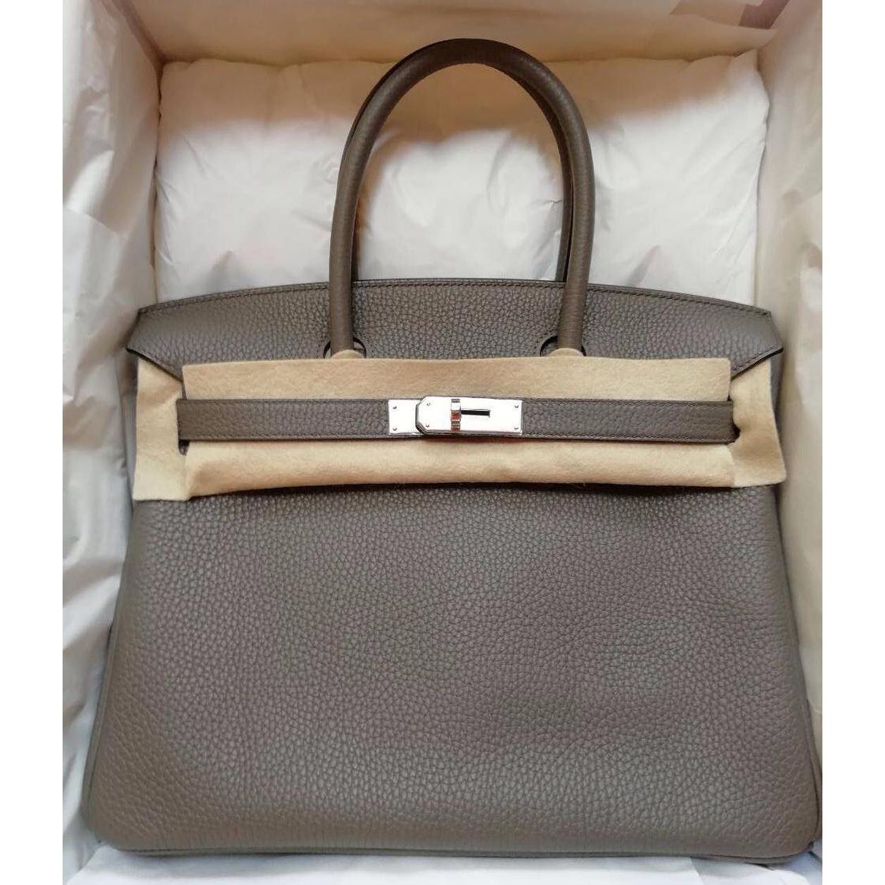 30cm Etain Birkin Bag In Clemence Leather