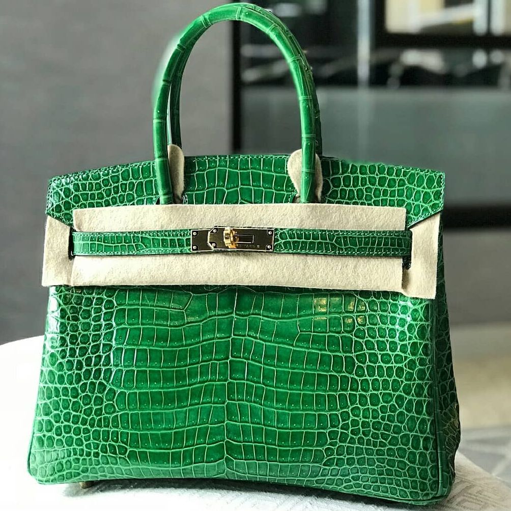 Hermes Birkin 30 Cactus Porosus Lisse Shiny Gold Hardware A
