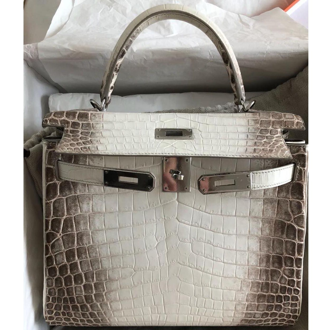 Hermes Kelly 28 Retourne Himalaya Blanc White Niloticus Mat