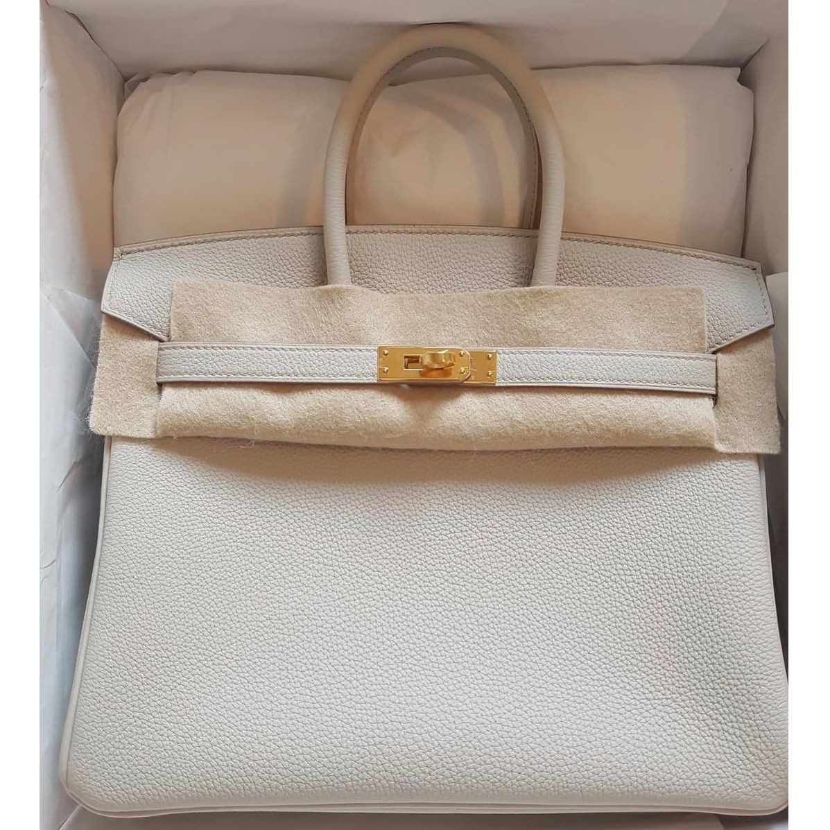 Hermes Kelly Sellier 25 Beton Ostrich Gold Hardware