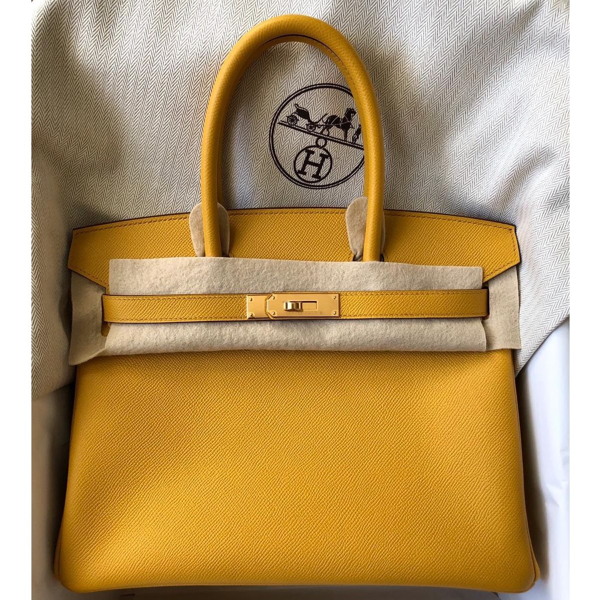 Hermes Birkin 30 Jaune Ambre Togo Palladium Hardware #C - Vendome Monte  Carlo