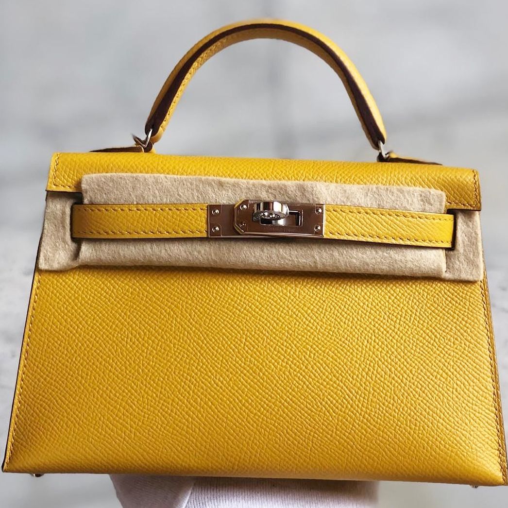 Hermes Kelly 20 Mini Sellier Jaune Ambre Epsom Palladium Hardware #C -  Vendome Monte Carlo