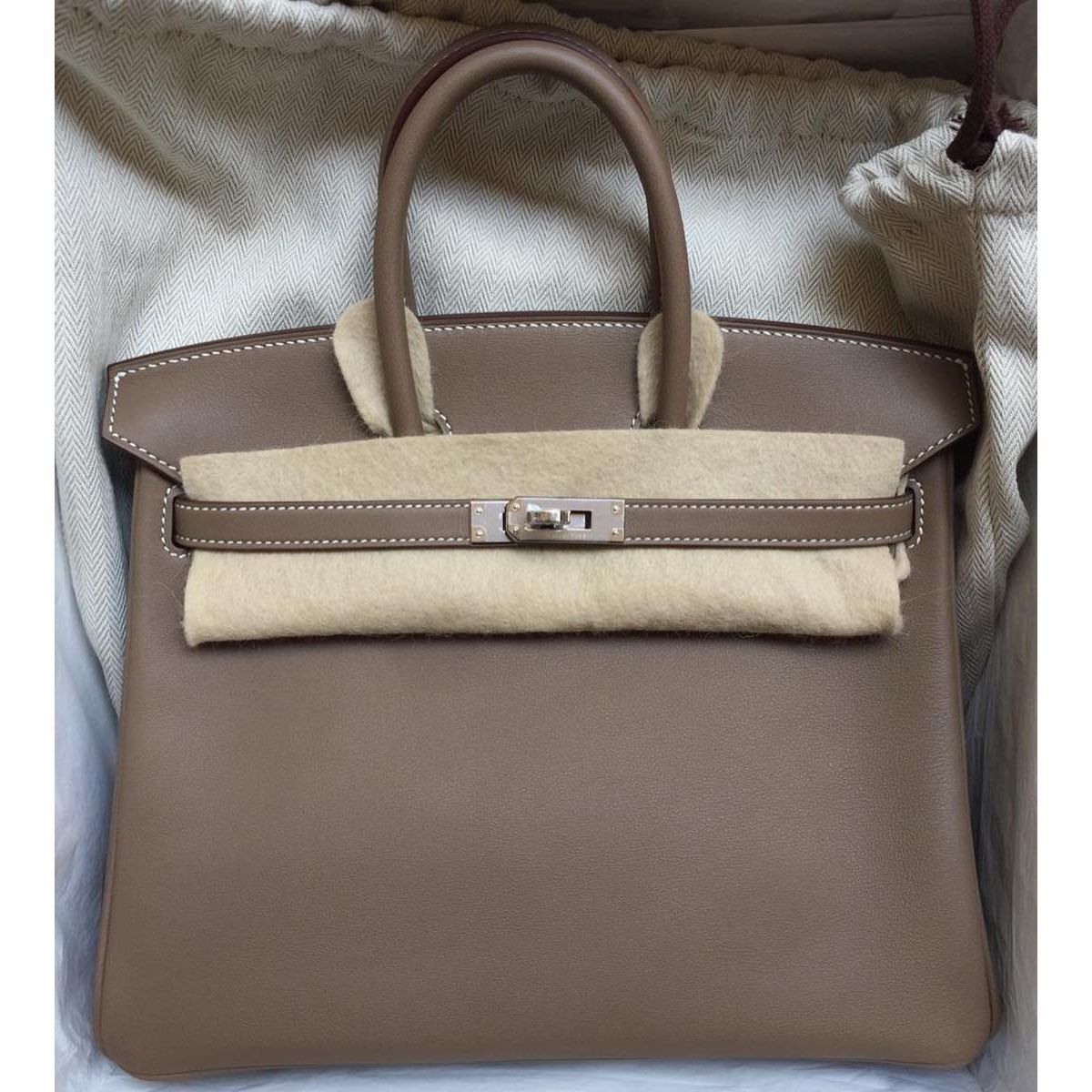 Hermes Birkin 25 Etoupe Swift Palladium 