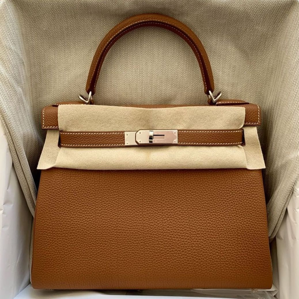 Hermes Kelly 28 Retourne Gold Togo Palladium Hardware #C - Vendome Monte  Carlo