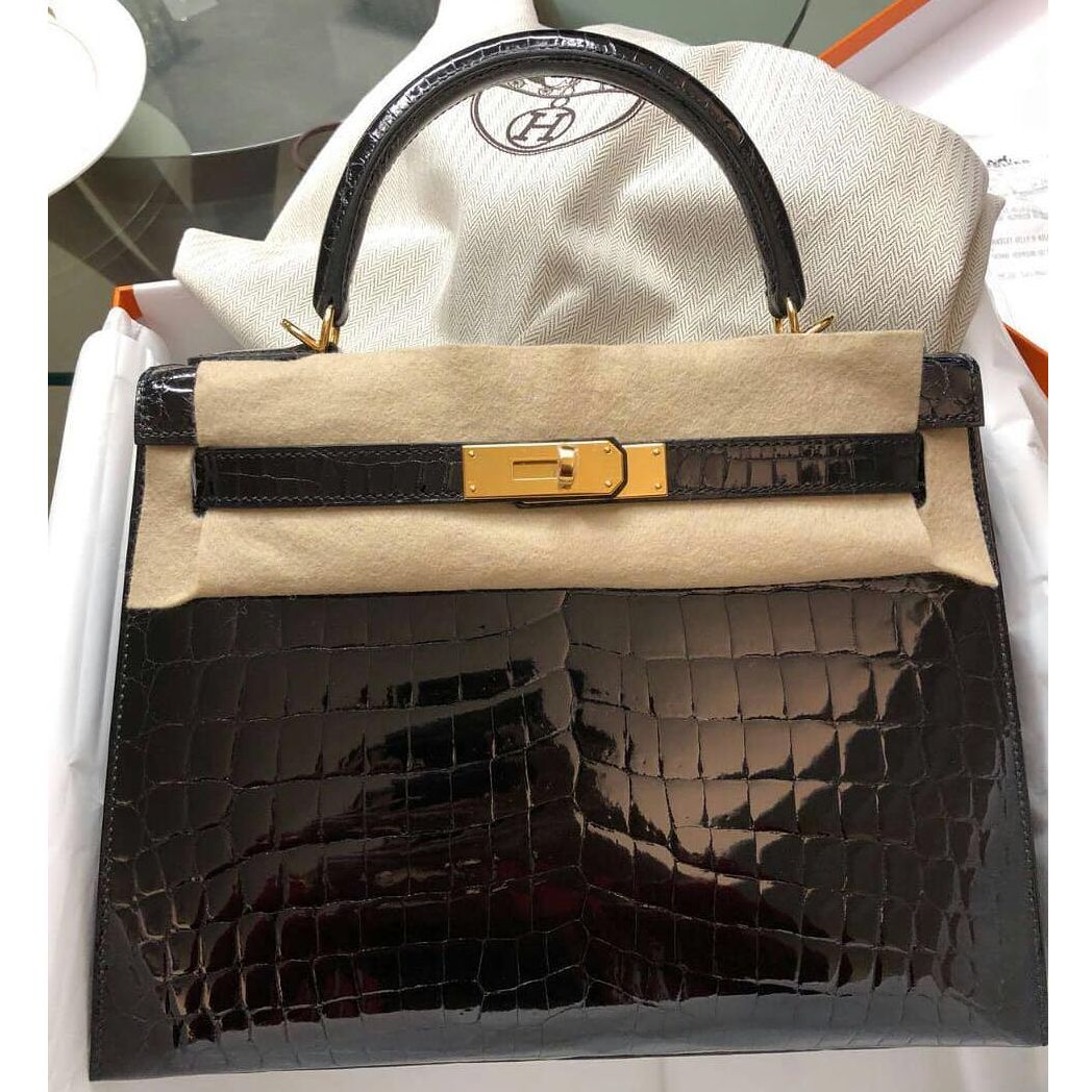 Hermes Kelly 25 Sellier Noir Black 