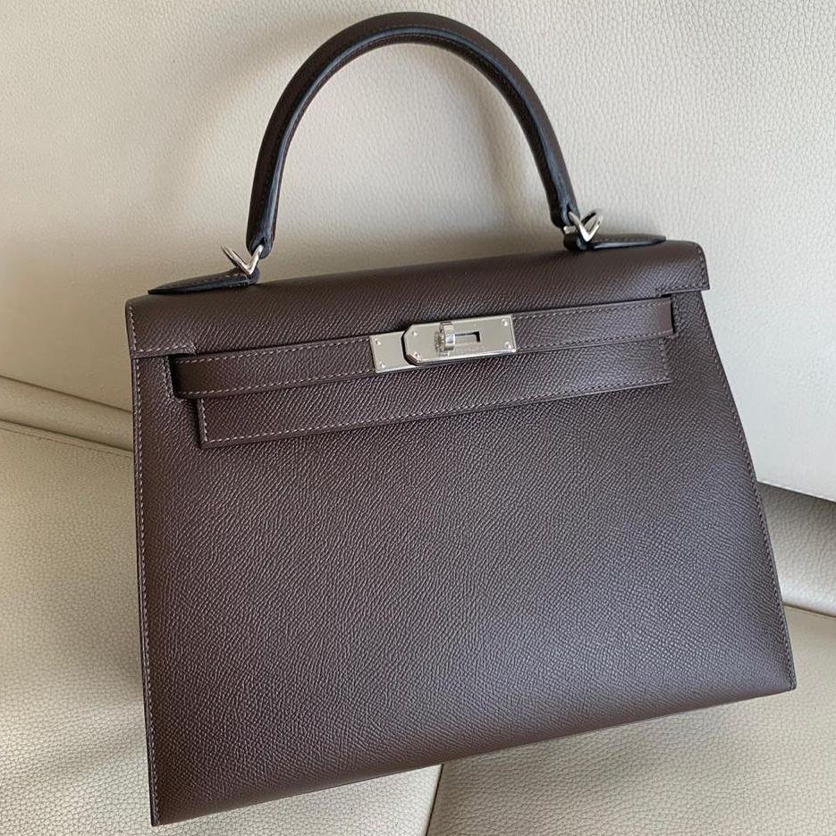 Hermes Kelly 20 Mini Sellier Noir (Black) Epsom Palladium Hardware #D -  Vendome Monte Carlo