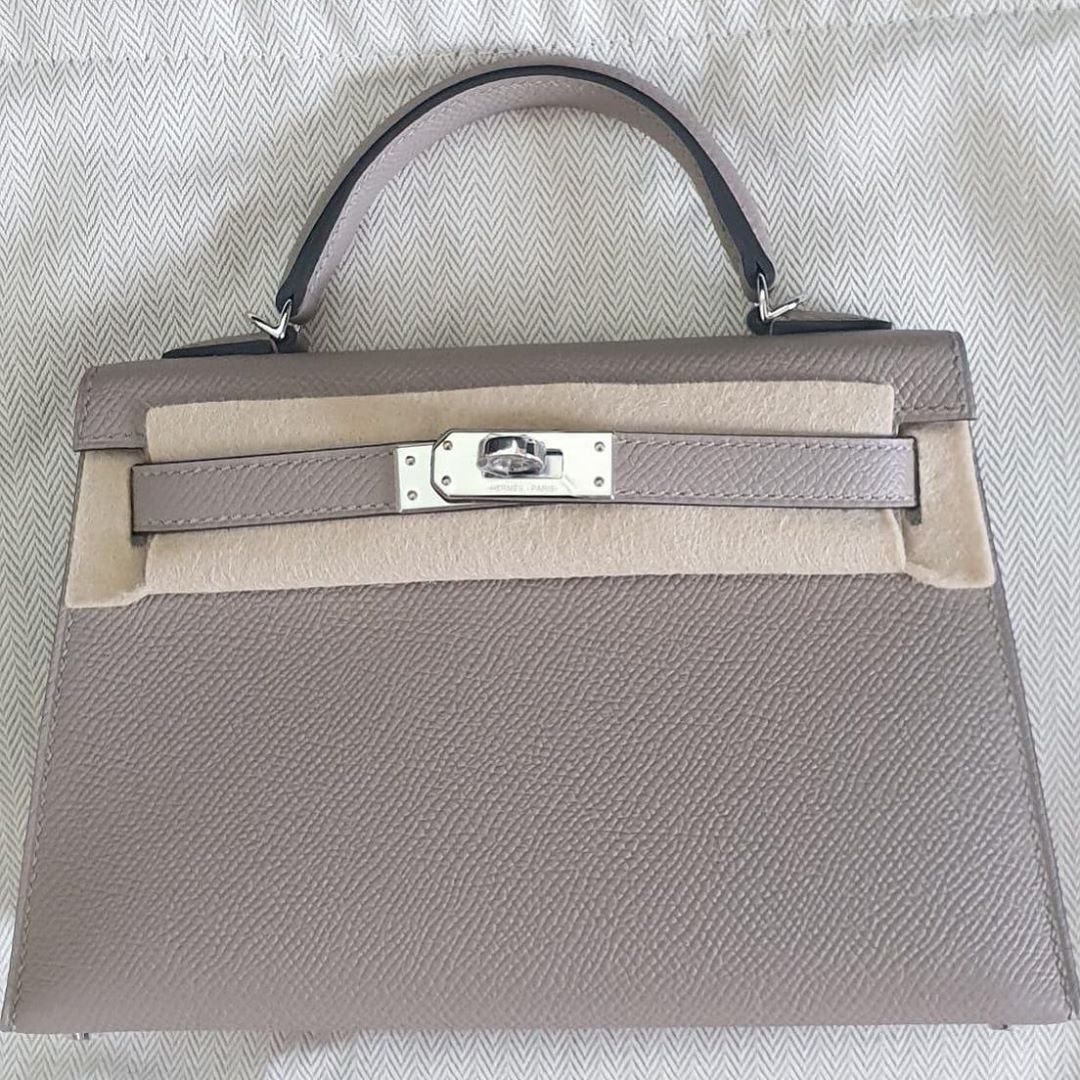 Hermes Mini Kelly II Bag M8 Gris Asphalt Epsom SHW