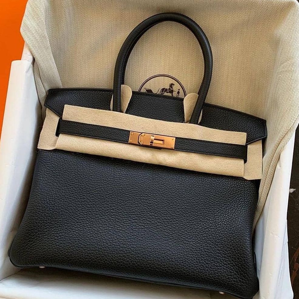 Hermes Birkin 30 Noir Black Togo Rose Gold Hardware #D - Vendome