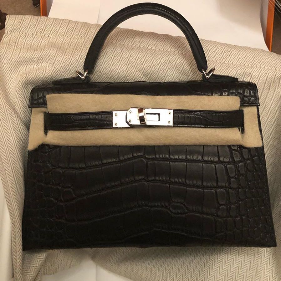 Hermes Kelly 20 Mini Sellier Bag 5P Pink Matte Alligator Palladium