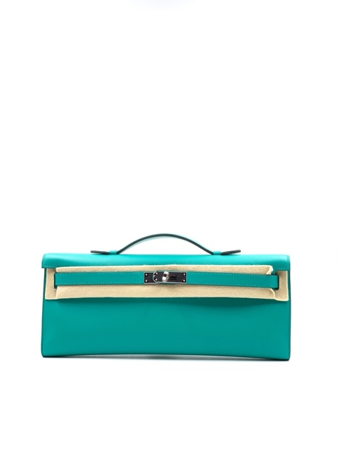 Hermes Kelly Pochette Vert Cypres Niloticus Lisse Shiny Gold Hardware #D -  Vendome Monte Carlo