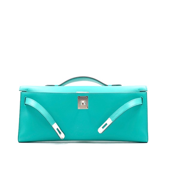 Hermes Kelly Pochette Vert Verone Ostrich Gold Hardware