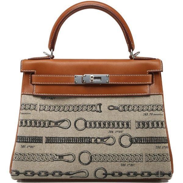 Hermes Kelly Depeches 25 Pouch Toile / Fauve Barenia Trim