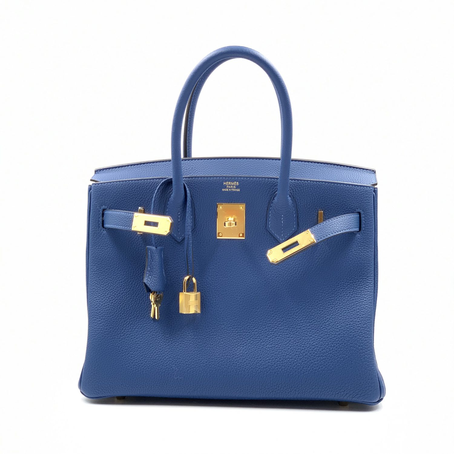 Hermes Birkin Bag Togo Leather Gold Hardware In Navy Blue