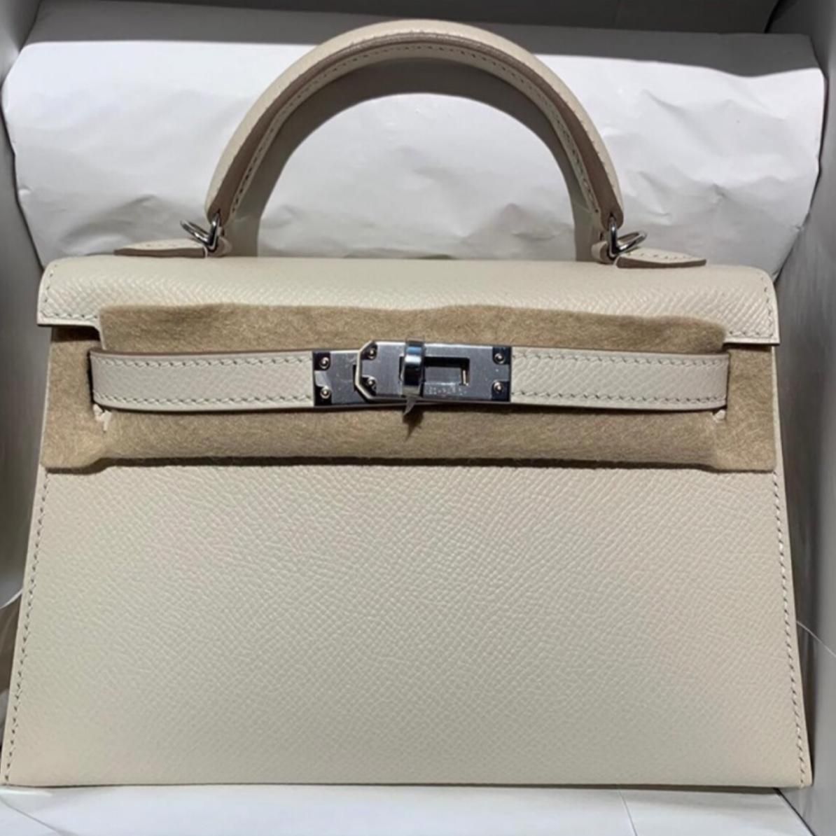 Hermes Kelly 20 Mini Sellier Craie Epsom Palladium Hardware #D - Vendome  Monte Carlo