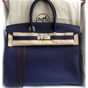 Hermes Birkin 35 Bleu Jean Togo Palladium Hardware #N - Vendome Monte Carlo