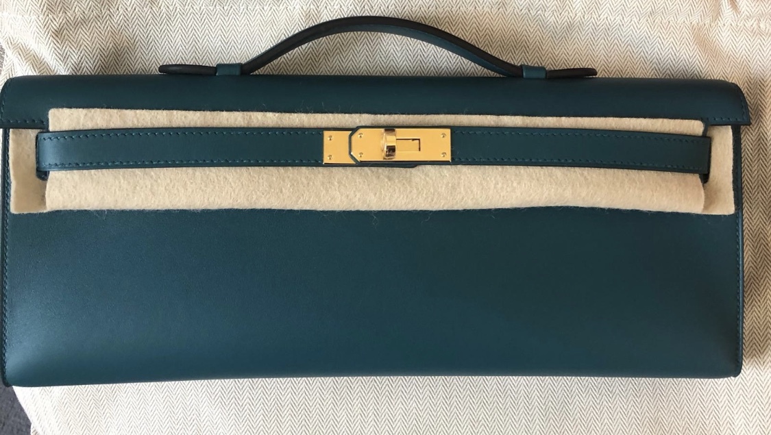 Hermes Kelly Cut Vert Bosphore Swift Gold Hardware #D - Vendome Monte Carlo