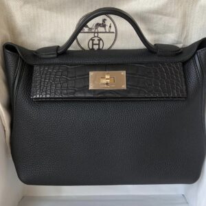 Hermes 24/24-29 Bleu Nuit/Noir Black Togo/Swift Palladium Hardware #D -  Vendome Monte Carlo