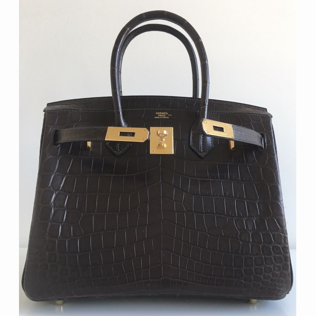 Hermes Birkin 30 Ebene Alligator Mat Matte Gold Hardware #X - Vendome Monte  Carlo