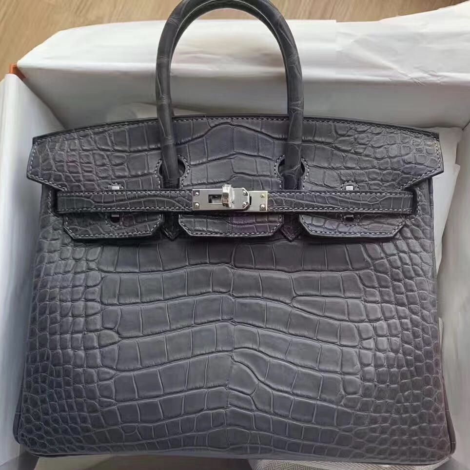 Hermes Birkin 25 Graphite Niloticus Mat Matte Palladium Hardware