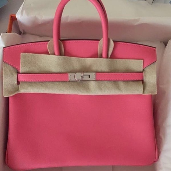 HERMÈS  ROSE AZALEE BIRKIN 25 IN EPSOM LEATHER WITH PALLADIUM