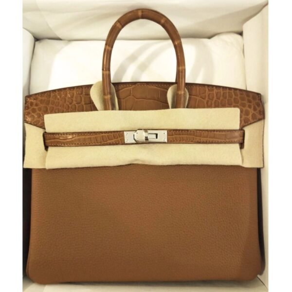 Hermes Birkin 25 Touch Gold Togo/Alligator Mat Matte Palladium Hardware ...