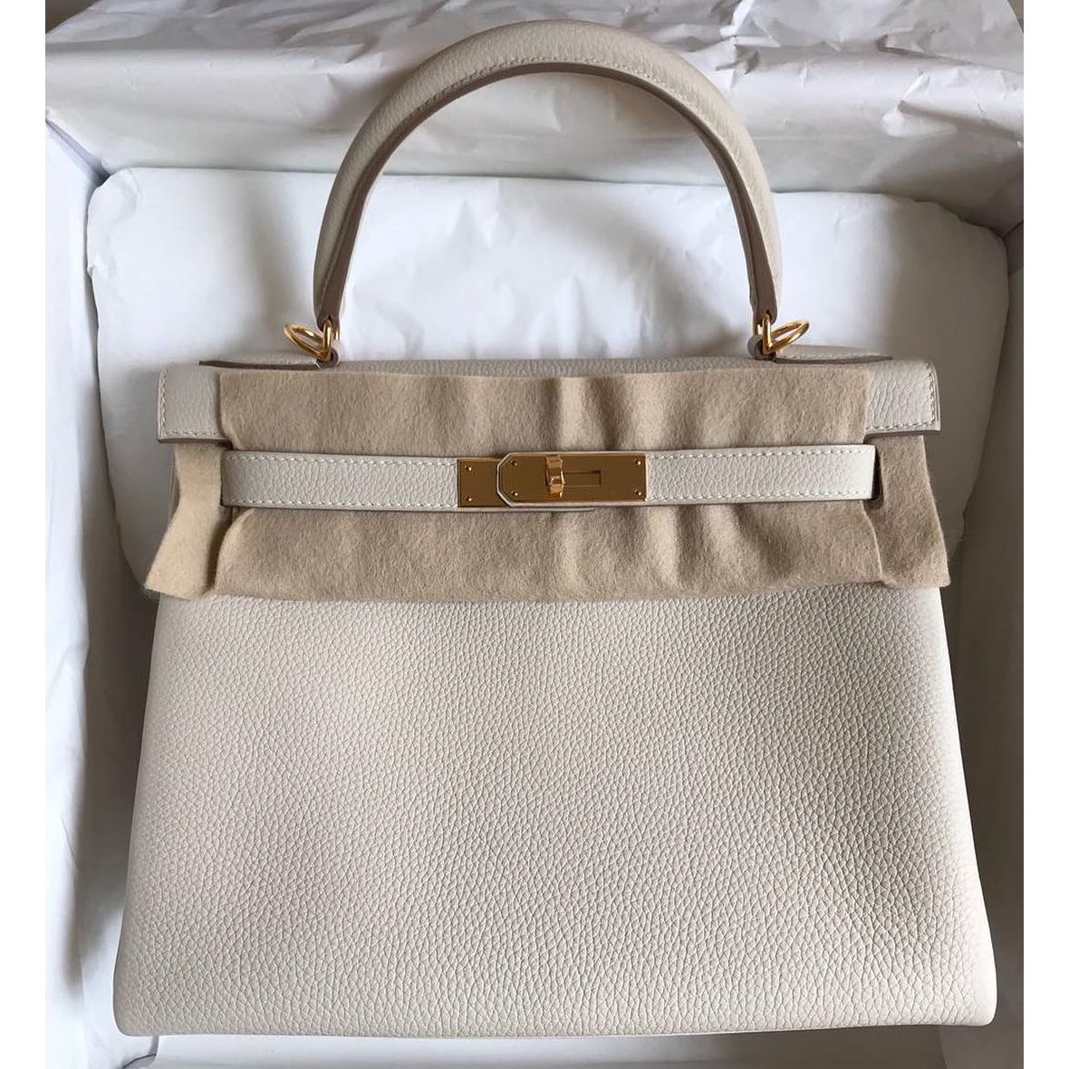 Hermes Birkin 25 Craie and Jaune Ambre Togo