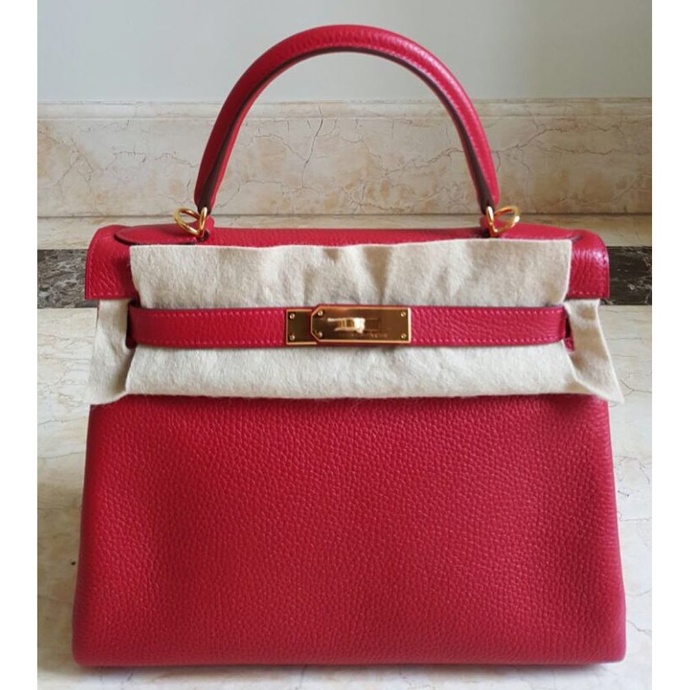 Hermes Kelly 28 Retourne Rouge Casaque Clemence Gold