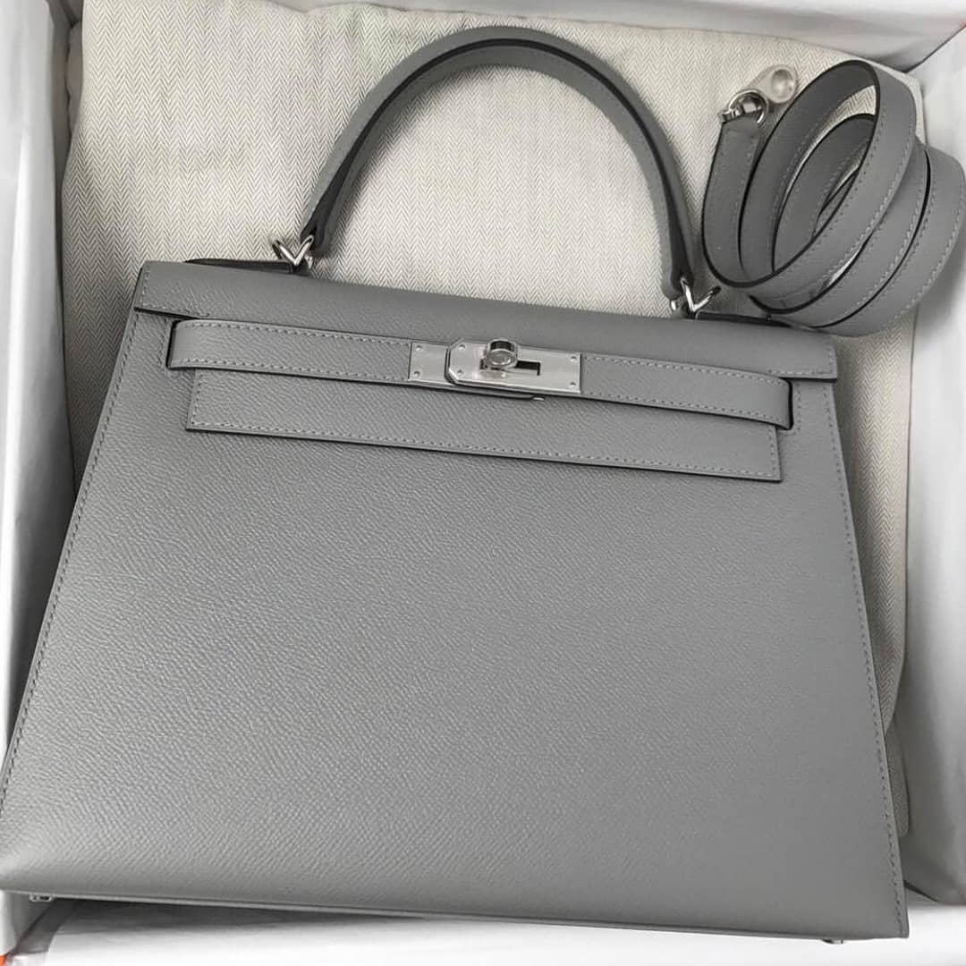 Hermes Kelly 28 Sellier Bleu Glacier 