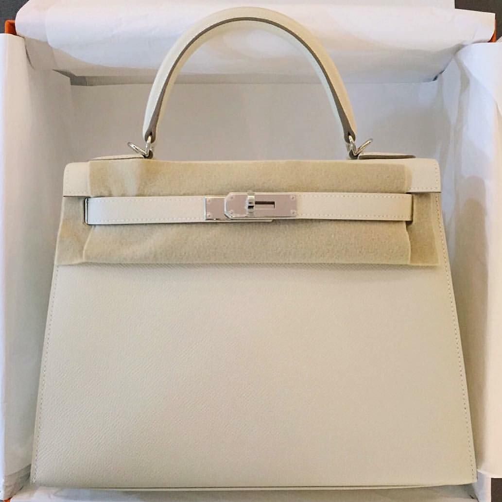 Hermes Kelly 28 Sellier Craie Epsom 