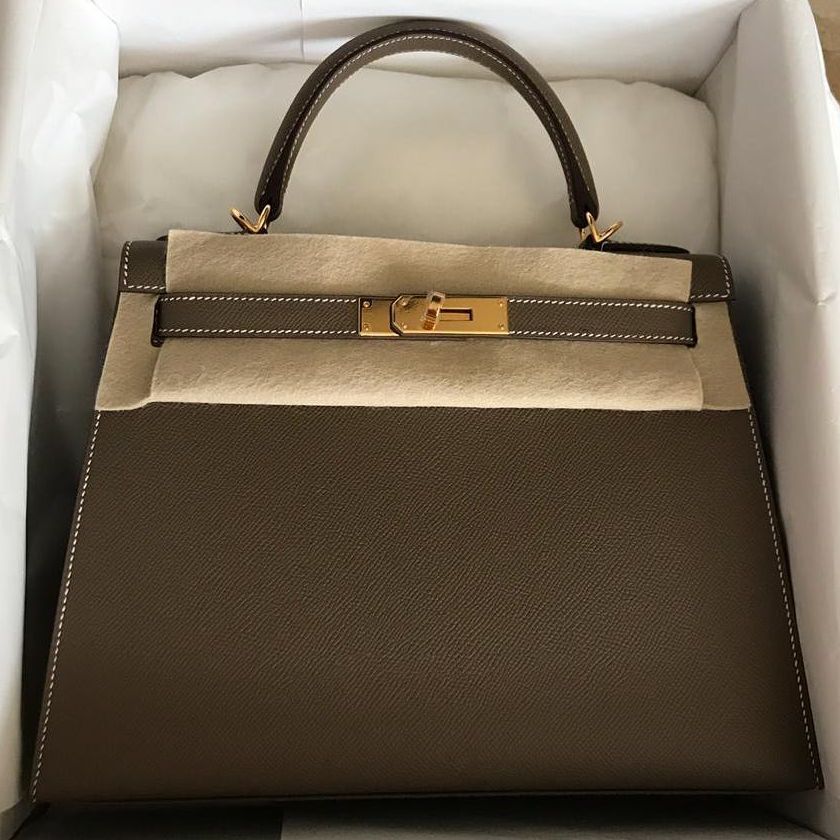 Hermes Kelly 25 Etoupe Togo Gold Hardware - Vendome Monte Carlo