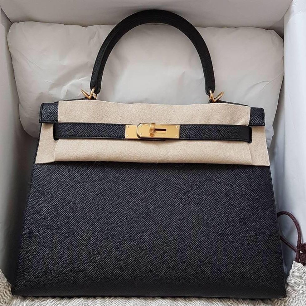 Hermes Kelly 28 Sellier Noir Black 