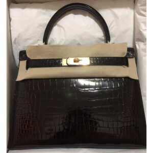 Hermes Kelly Pochette Bleu Saphir Alligator Lisse Shiny Gold Hardware #D -  Vendome Monte Carlo