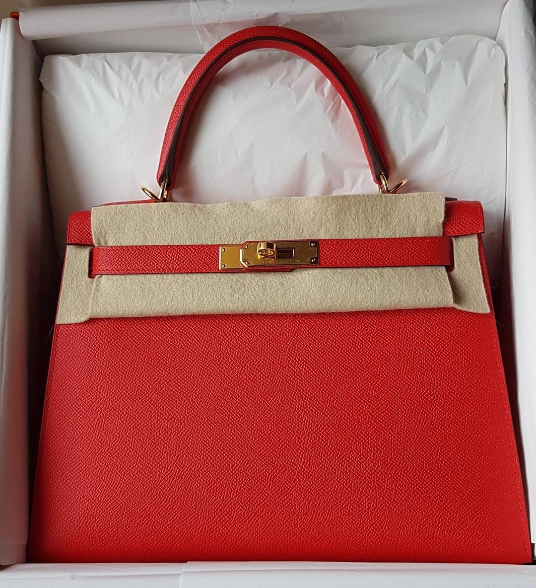 Hermes Kelly Sellier 28 Rouge H Gold