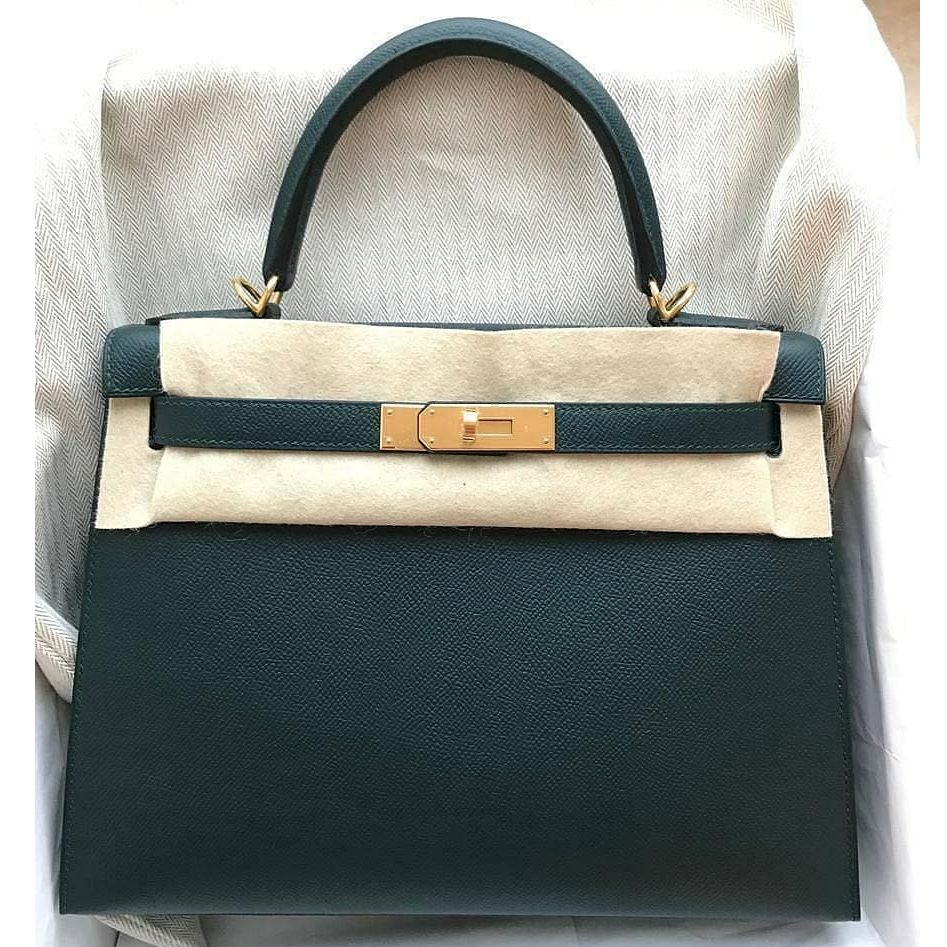 Hermes kelly vert cypress deals