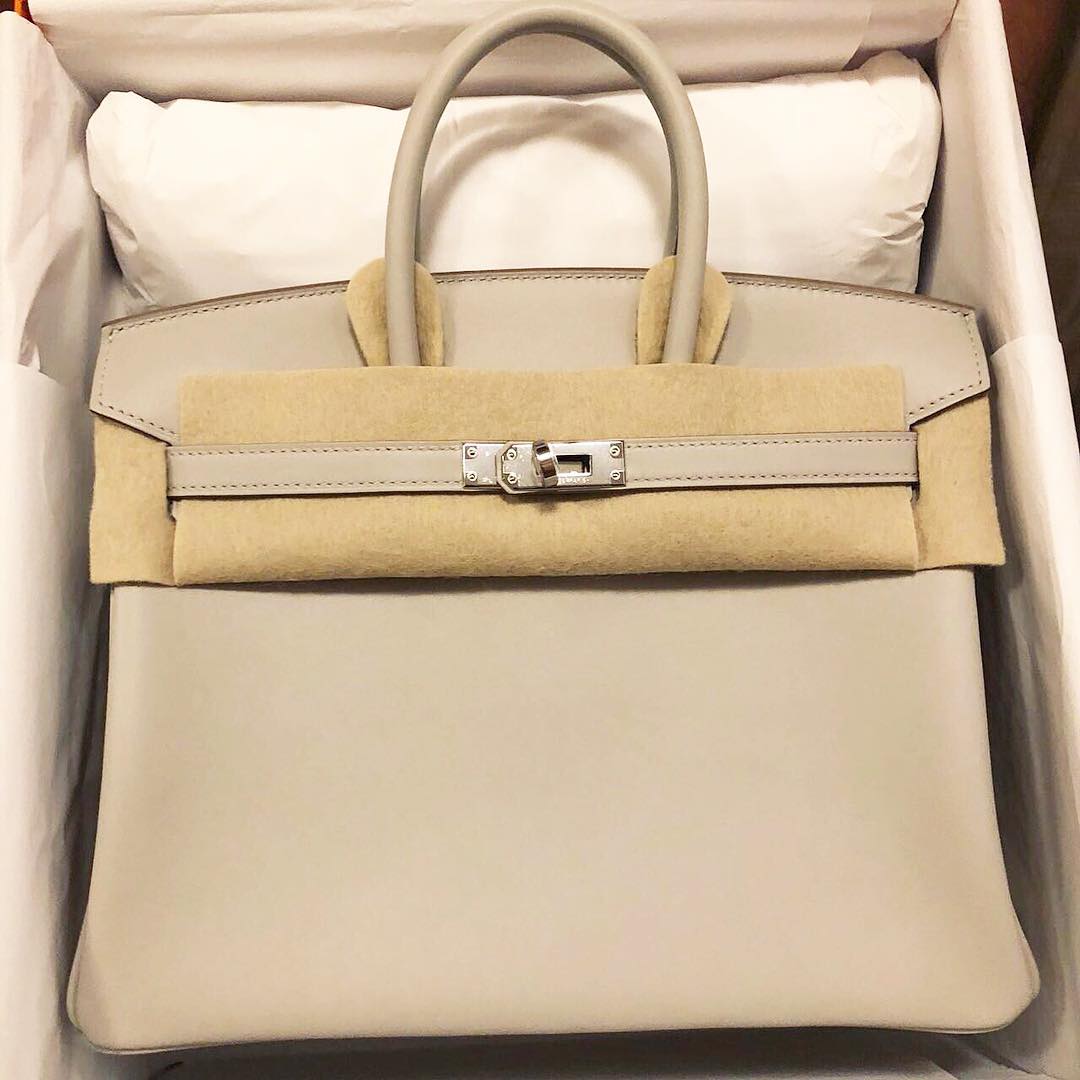 Hermès Birkin 25 Gris Caillou & Etoupe Grizzly and Swift Palladium  Hardware