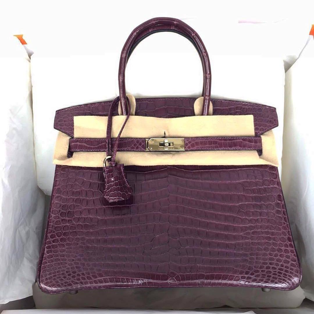 Birkin 25cm porosus crocodile violet phw 